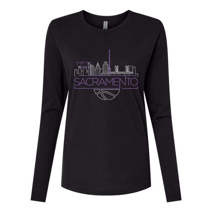 Light The Beam City Skyline Sacramento Basketball Womens Cotton Relaxed Long Sleeve T-Shirt