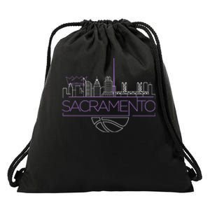 Light The Beam City Skyline Sacramento Basketball Drawstring Bag