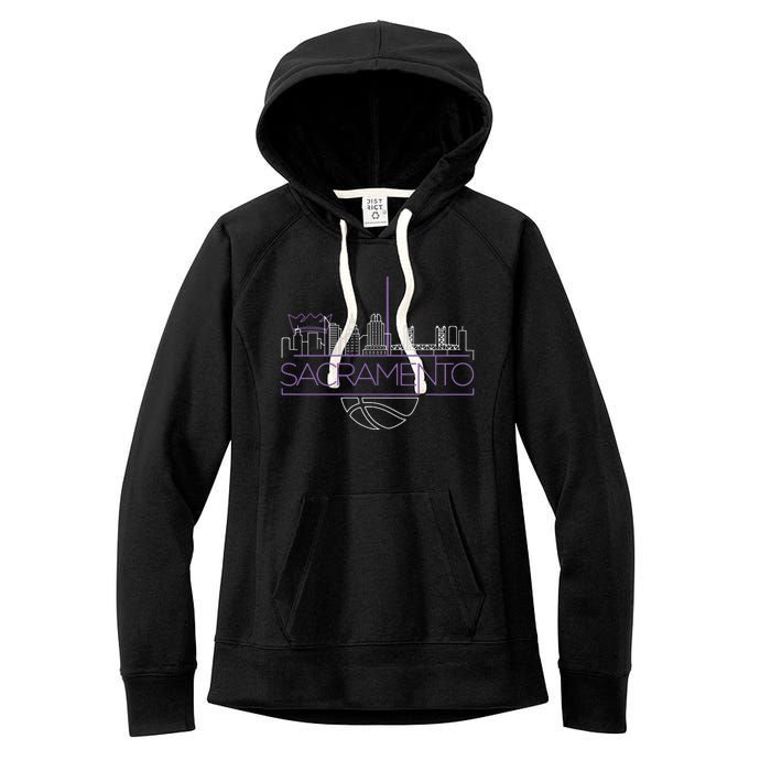 Light The Beam City Skyline Sacramento Basketball Women's Fleece Hoodie