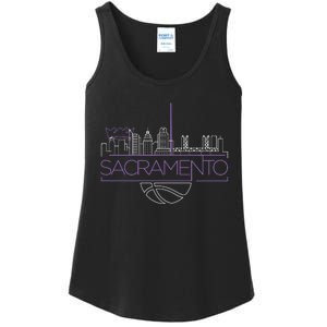 Light The Beam City Skyline Sacramento Basketball Ladies Essential Tank