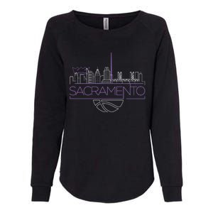 Light The Beam City Skyline Sacramento Basketball Womens California Wash Sweatshirt