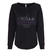 Light The Beam City Skyline Sacramento Basketball Womens California Wash Sweatshirt