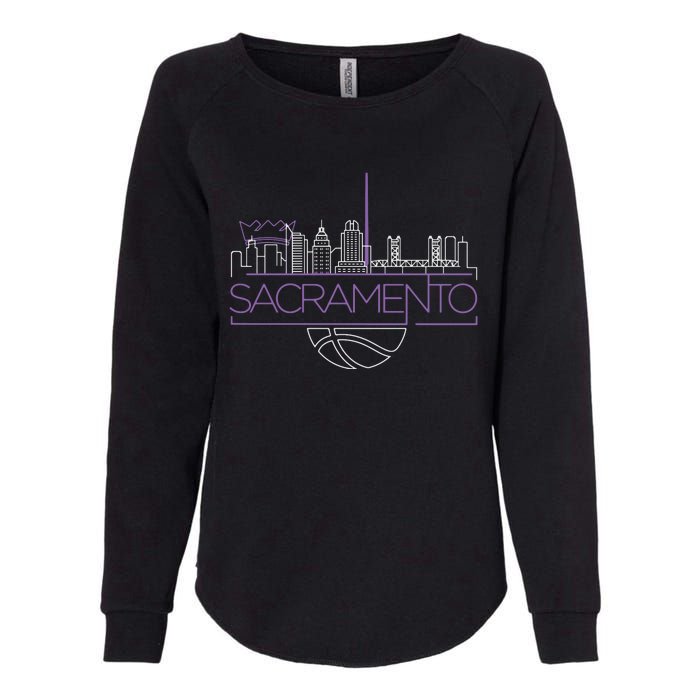 Light The Beam City Skyline Sacramento Basketball Womens California Wash Sweatshirt