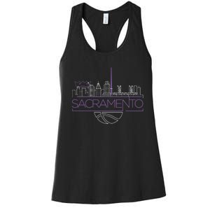 Light The Beam City Skyline Sacramento Basketball Women's Racerback Tank