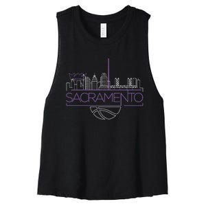 Light The Beam City Skyline Sacramento Basketball Women's Racerback Cropped Tank