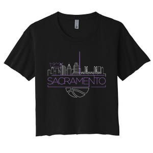 Light The Beam City Skyline Sacramento Basketball Women's Crop Top Tee