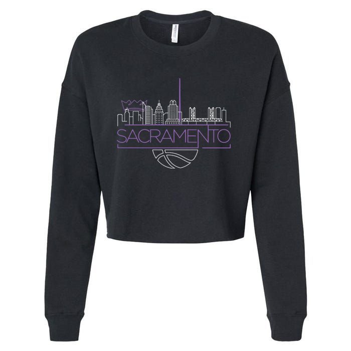 Light The Beam City Skyline Sacramento Basketball Cropped Pullover Crew