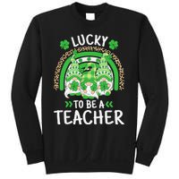 Lucky To Be A Teacher St Patricks Day Shamrock Gnome Rainbow Sweatshirt