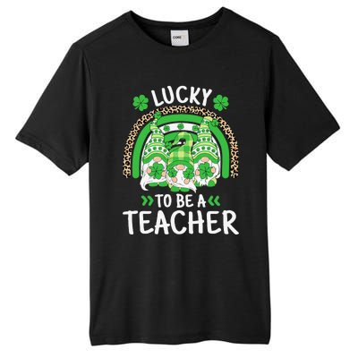 Lucky To Be A Teacher St Patricks Day Shamrock Gnome Rainbow Tall Fusion ChromaSoft Performance T-Shirt