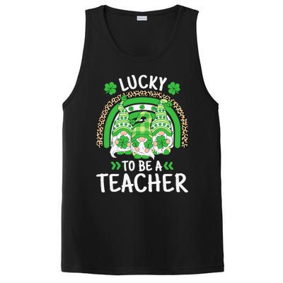 Lucky To Be A Teacher St Patricks Day Shamrock Gnome Rainbow PosiCharge Competitor Tank