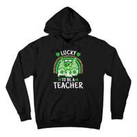 Lucky To Be A Teacher St Patricks Day Shamrock Gnome Rainbow Tall Hoodie