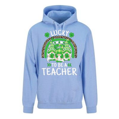 Lucky To Be A Teacher St Patricks Day Shamrock Gnome Rainbow Unisex Surf Hoodie