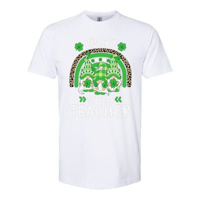 Lucky To Be A Teacher St Patricks Day Shamrock Gnome Rainbow Softstyle CVC T-Shirt