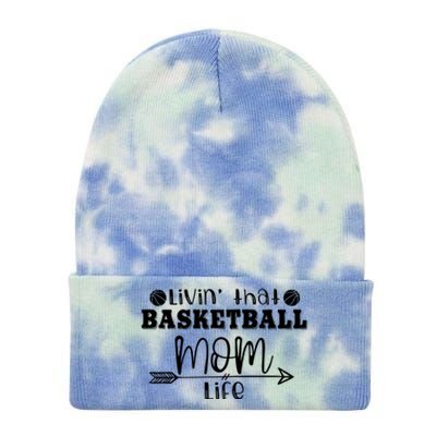 Livin That Basketball Mom Life Sport Player Coach Supporter Gift Tie Dye 12in Knit Beanie