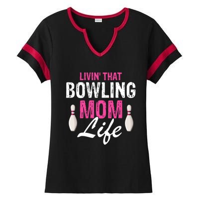 Livin That Bowling Mom Life Cool Retro Cool Gift Present Gift Ladies Halftime Notch Neck Tee