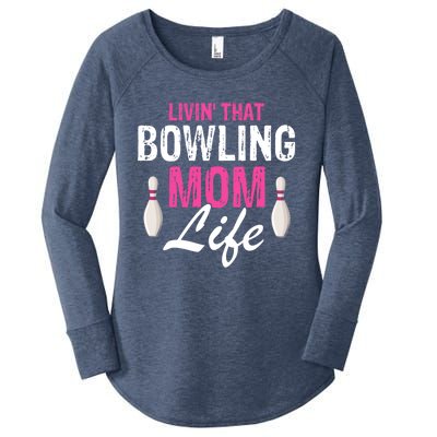 Livin That Bowling Mom Life Cool Retro Cool Gift Present Gift Women's Perfect Tri Tunic Long Sleeve Shirt