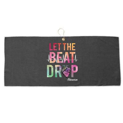 Let The Beat Drop Adenosine Best Nurse Saying Cute Nurse Fun Funny Gift Large Microfiber Waffle Golf Towel