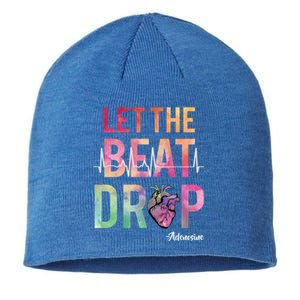 Let The Beat Drop Adenosine Best Nurse Saying Cute Nurse Fun Funny Gift Sustainable Beanie