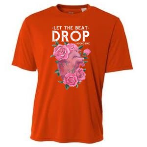 Let The Beat Drop Adenosine Cardiac Nurse Gift Cooling Performance Crew T-Shirt