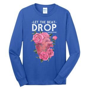 Let The Beat Drop Adenosine Cardiac Nurse Gift Tall Long Sleeve T-Shirt