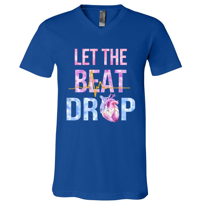 Let The Beat Drop Adenosine Funny Nurses Heartbeat Nursing Gift V-Neck T-Shirt