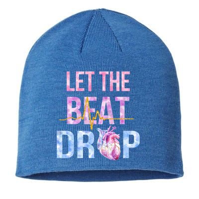 Let The Beat Drop Adenosine Funny Nurses Heartbeat Nursing Gift Sustainable Beanie