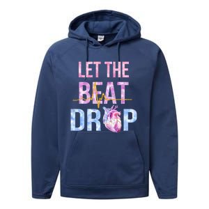 Let The Beat Drop Adenosine Funny Nurses Heartbeat Nursing Gift Performance Fleece Hoodie