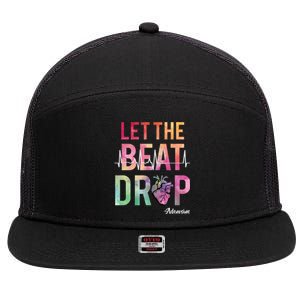 Let The Beat Drop Adenosine Funny Rn Nurses Heartbeat Cute Gift 7 Panel Mesh Trucker Snapback Hat