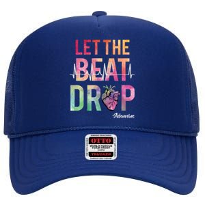 Let The Beat Drop Adenosine Funny Rn Nurses Heartbeat Cute Gift High Crown Mesh Back Trucker Hat