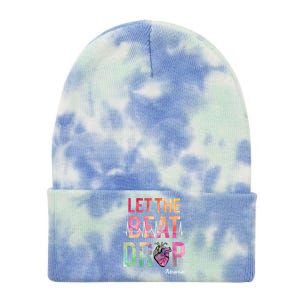 Let The Beat Drop Adenosine Funny Rn Nurses Heartbeat Cute Gift Tie Dye 12in Knit Beanie