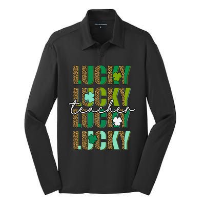 Lucky To Be A Teacher St Patricks Day School Teach Cute Silk Touch Performance Long Sleeve Polo