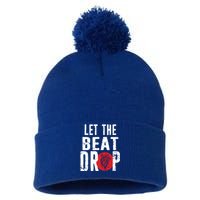 Let The Beat Drop Adenosine Heart Sciencet Hu Anatomy Gift Pom Pom 12in Knit Beanie