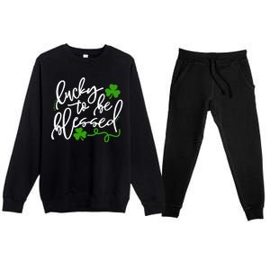 Lucky To Be Blessed Premium Crewneck Sweatsuit Set