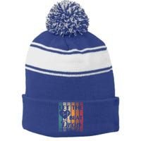 Let The Beat Drop Adenosine Vintage Distressed Cute Gift Stripe Pom Pom Beanie