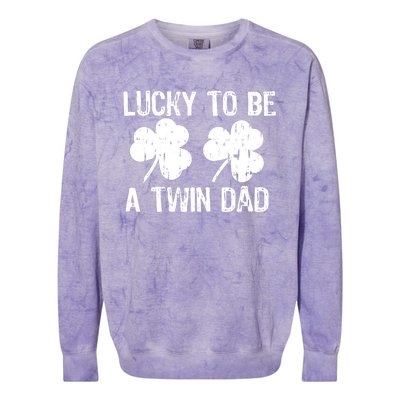 Lucky To Be A Twin Dad St Patrick's Day Colorblast Crewneck Sweatshirt