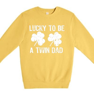 Lucky To Be A Twin Dad St Patrick's Day Premium Crewneck Sweatshirt