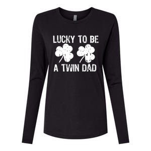 Lucky To Be A Twin Dad St Patrick's Day Womens Cotton Relaxed Long Sleeve T-Shirt