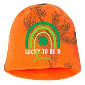 Lucky To Be A Teacher St Patricks Day Kati - Camo Knit Beanie