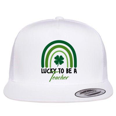 Lucky To Be A Teacher St Patricks Day Flat Bill Trucker Hat