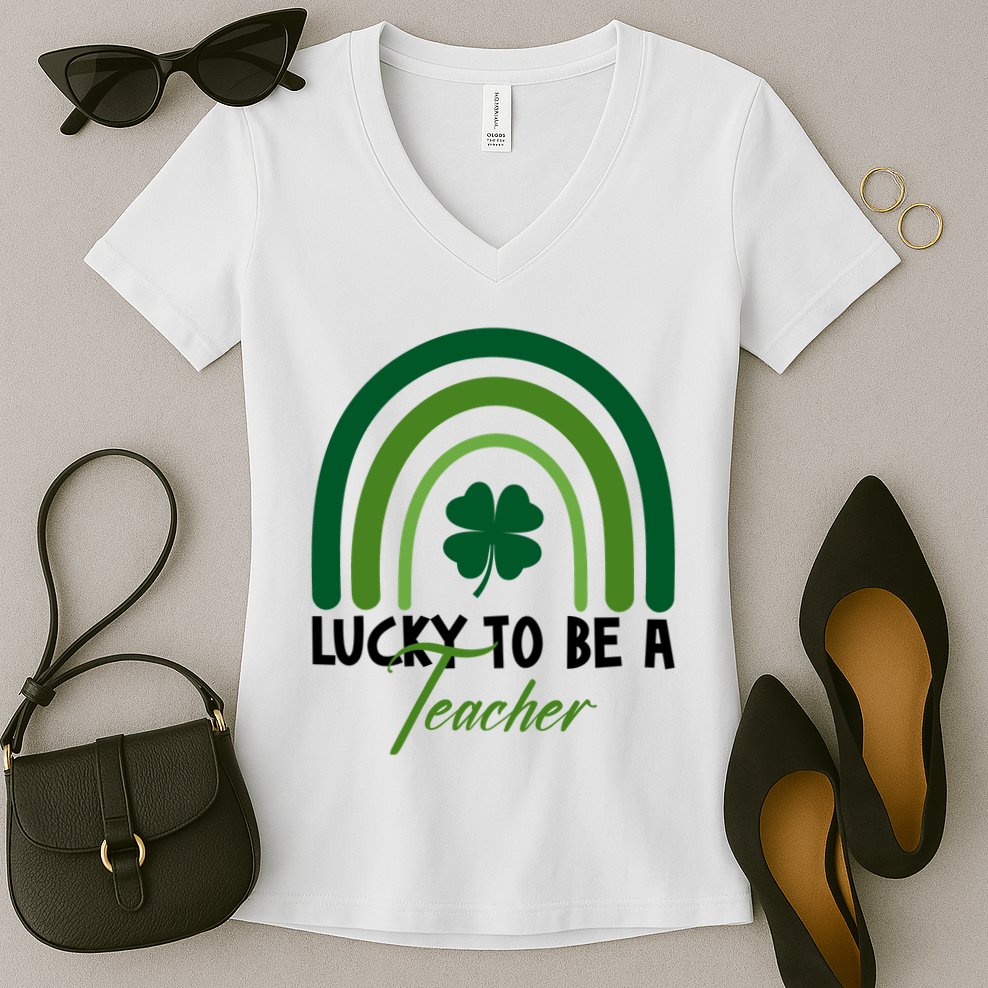 Lucky To Be A Teacher St Patricks Day Women's V-Neck T-Shirt