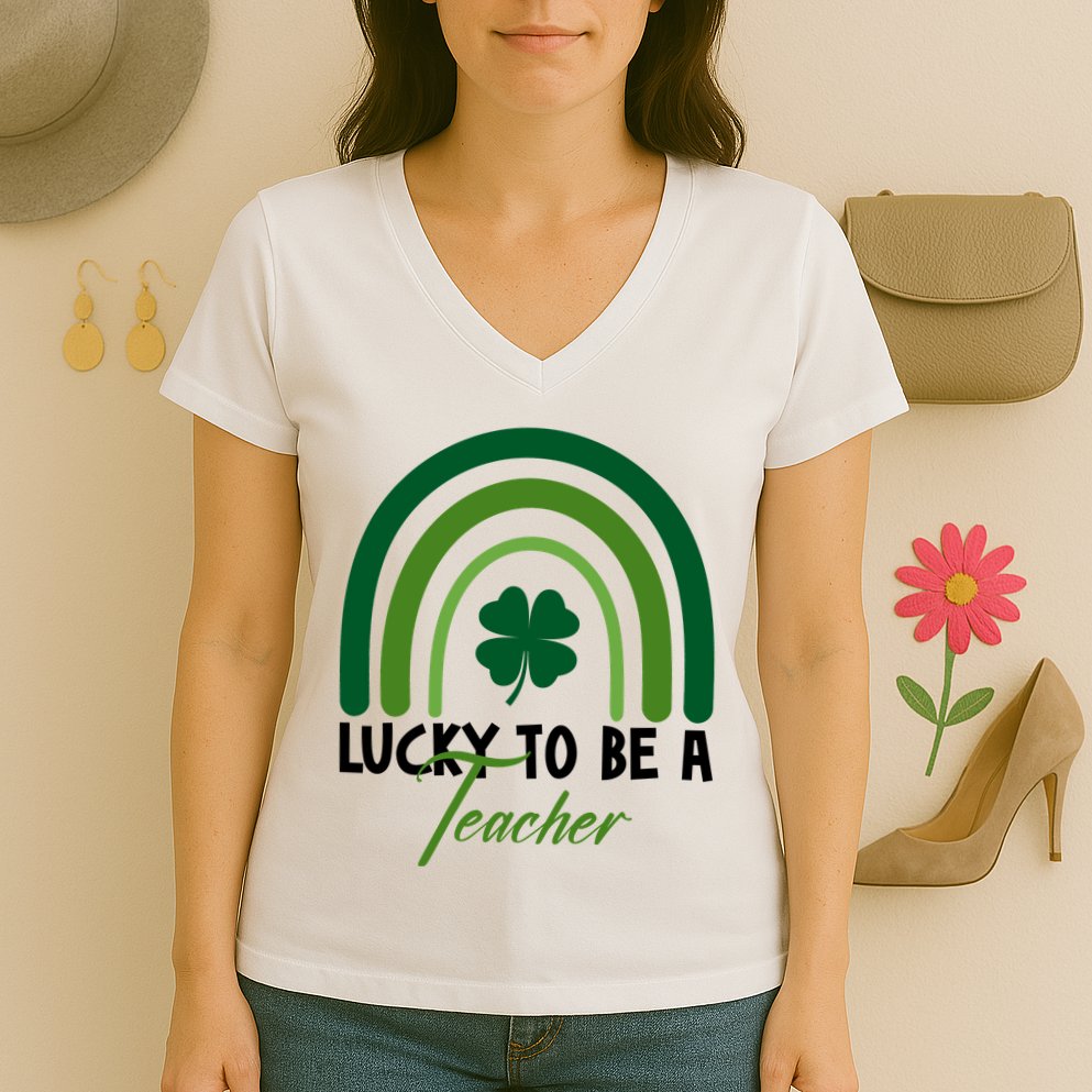 Lucky To Be A Teacher St Patricks Day Women's V-Neck T-Shirt