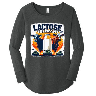 Lactose Tolerant Bold Statement Meme Funny 09r98m Women's Perfect Tri Tunic Long Sleeve Shirt