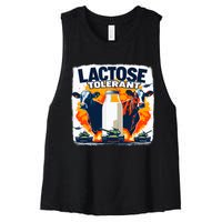 Lactose Tolerant Bold Statement Meme Funny 09r98m Women's Racerback Cropped Tank