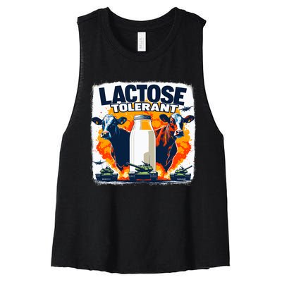 Lactose Tolerant Bold Statement Meme Funny 09r98m Women's Racerback Cropped Tank