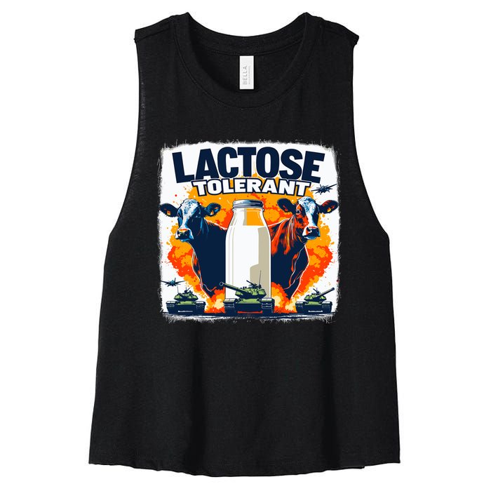 Lactose Tolerant Bold Statement Meme Funny 09r98m Women's Racerback Cropped Tank