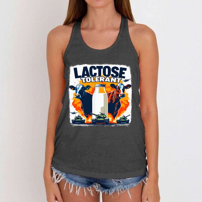 Lactose Tolerant Bold Statement Meme Funny 09r98m Women's Knotted Racerback Tank