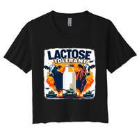 Lactose Tolerant Bold Statement Meme Funny 09r98m Women's Crop Top Tee