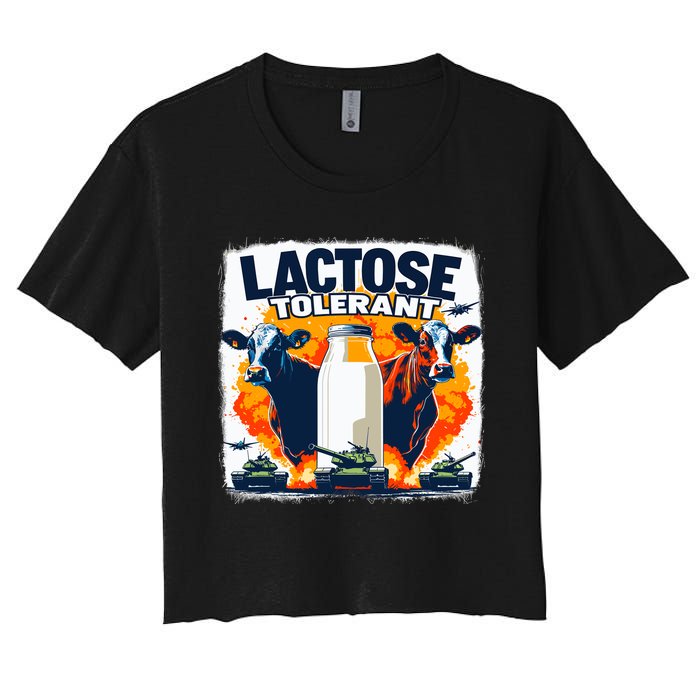 Lactose Tolerant Bold Statement Meme Funny 09r98m Women's Crop Top Tee