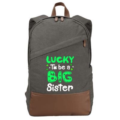 Lucky To Be A Sister St Patricks Day Shamrock Girl Cotton Canvas Backpack