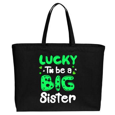 Lucky To Be A Sister St Patricks Day Shamrock Girl Cotton Canvas Jumbo Tote